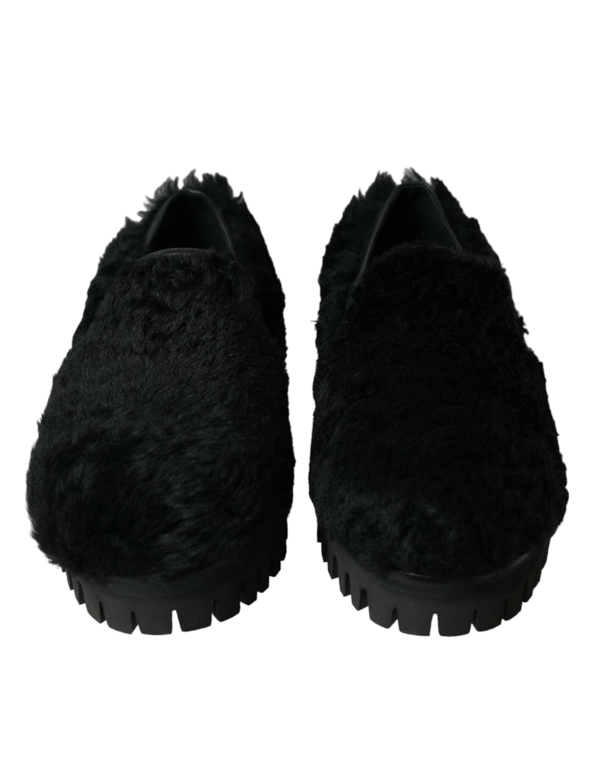 Dolce & Gabbana Black Fur Leather Slippers Dress Shoes - 2