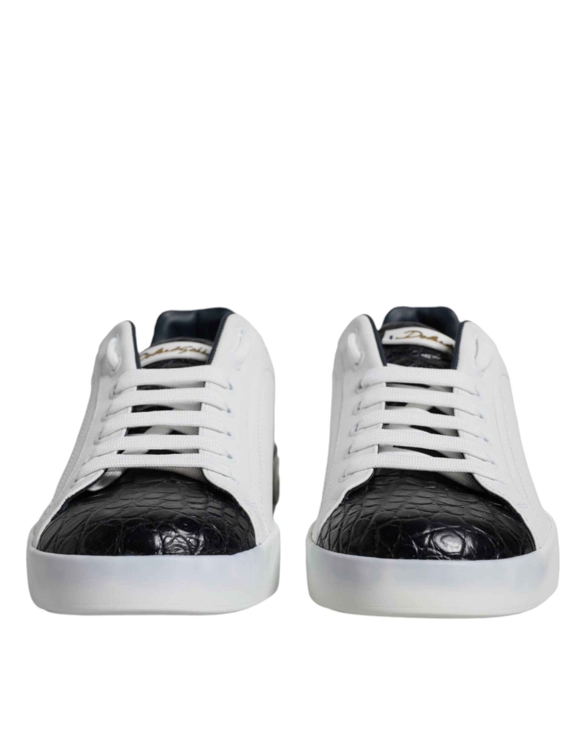 Dolce & Gabbana White Leather Logo Portofino Sneaker Shoes - 2