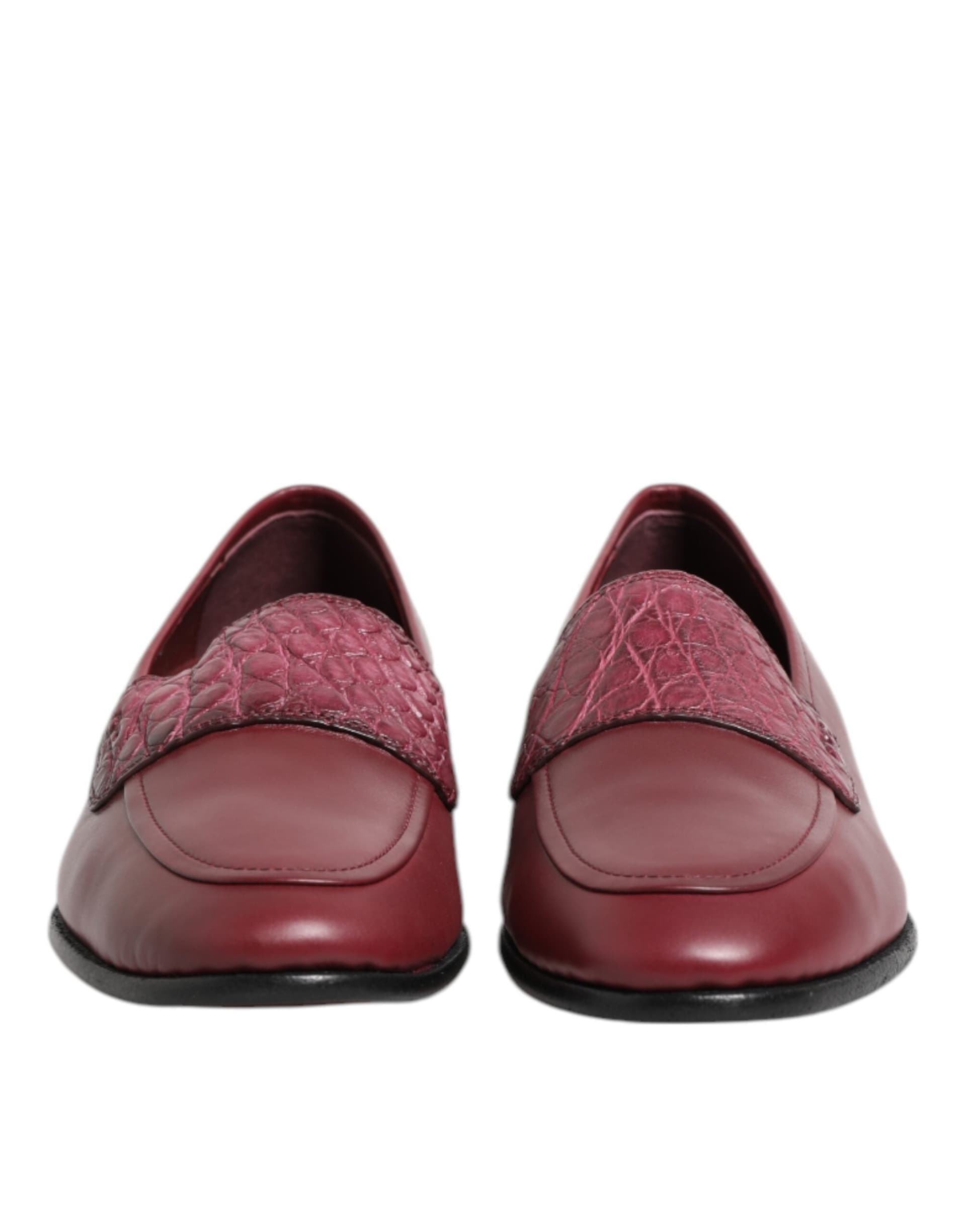 Dolce & Gabbana Burgundy Leather Formal Slip On Shoes - 2