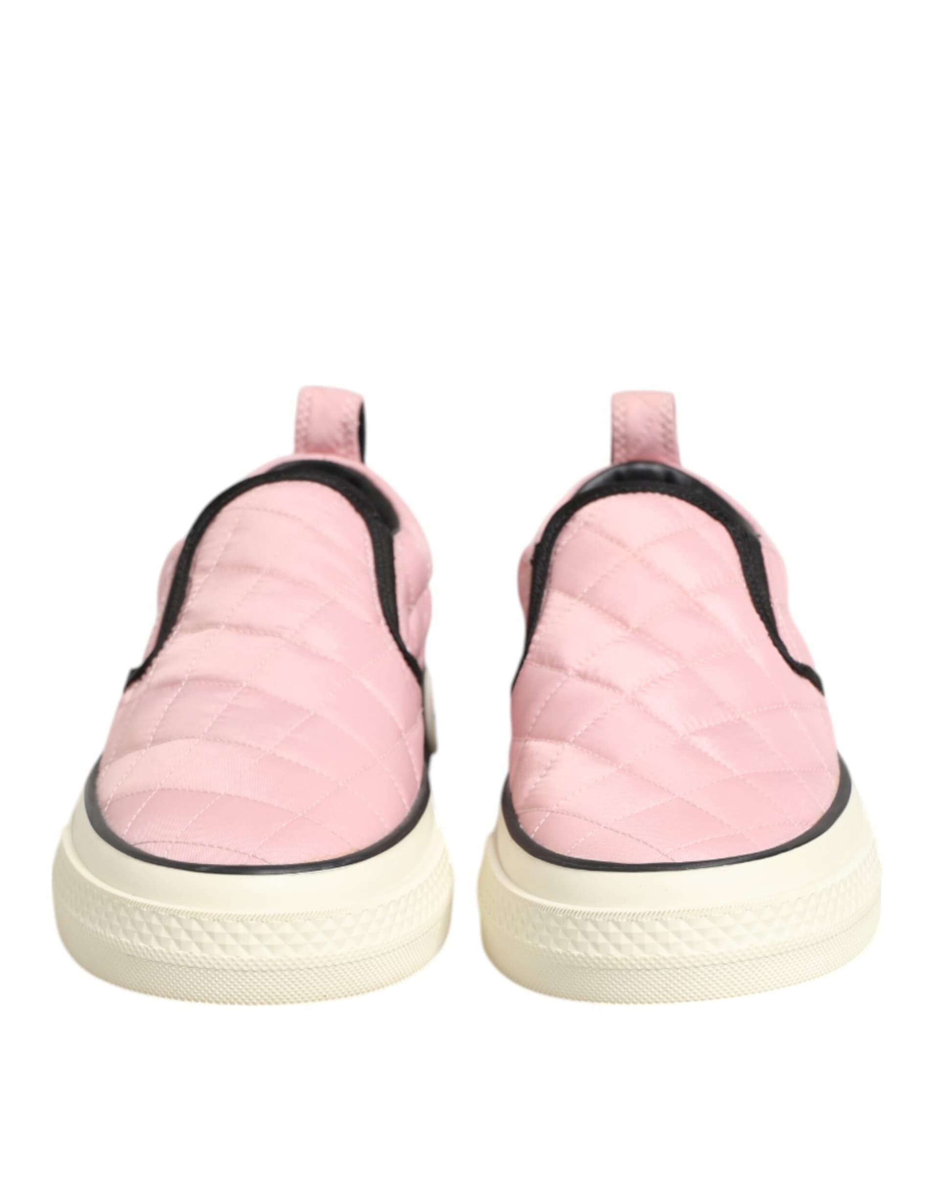 Dolce & Gabbana Pink Quilted Nylon Slip-On Sneaker Shoes - 2