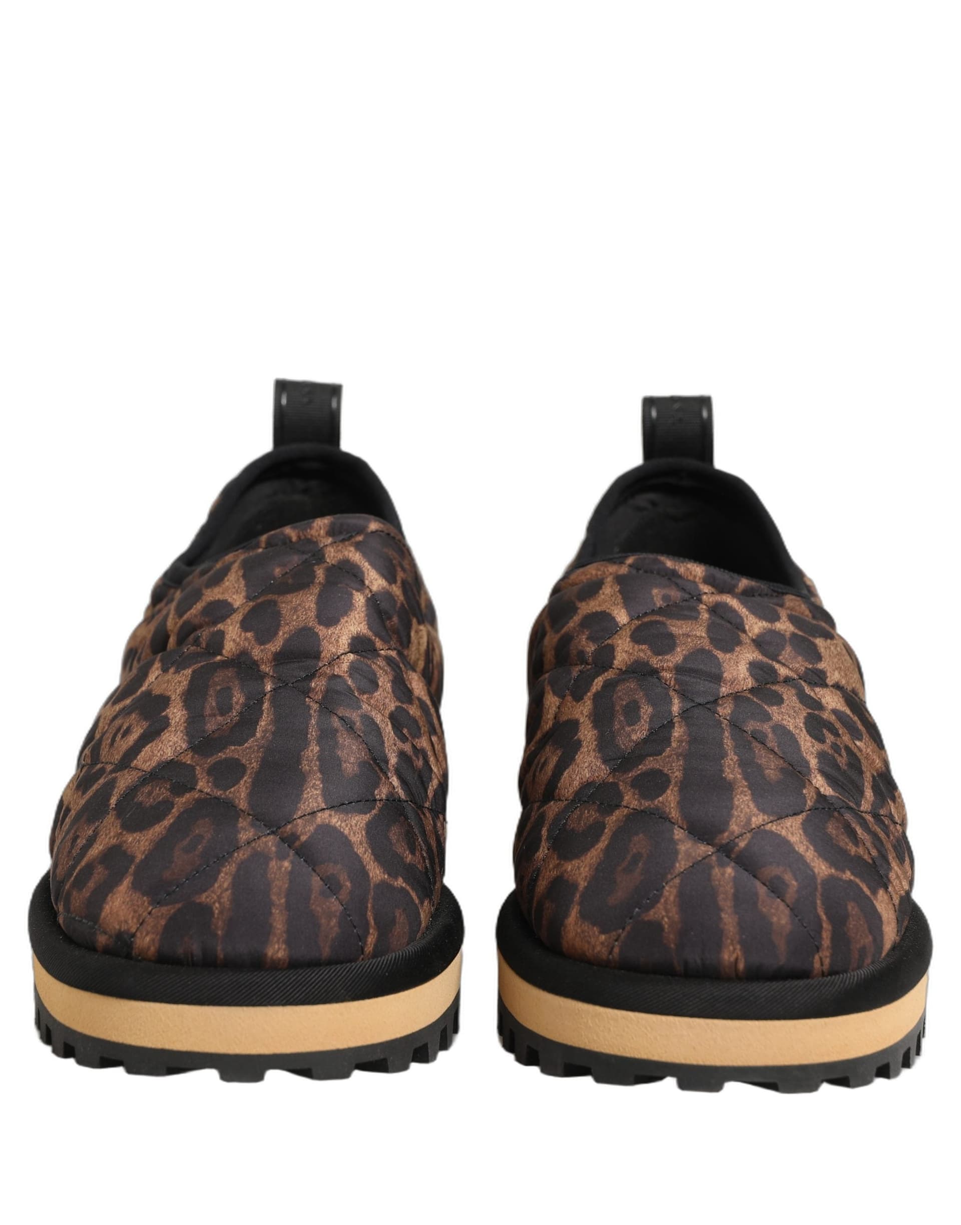 Dolce & Gabbana Brown Leopard Print Quilted Men Sneakers Shoes - 2