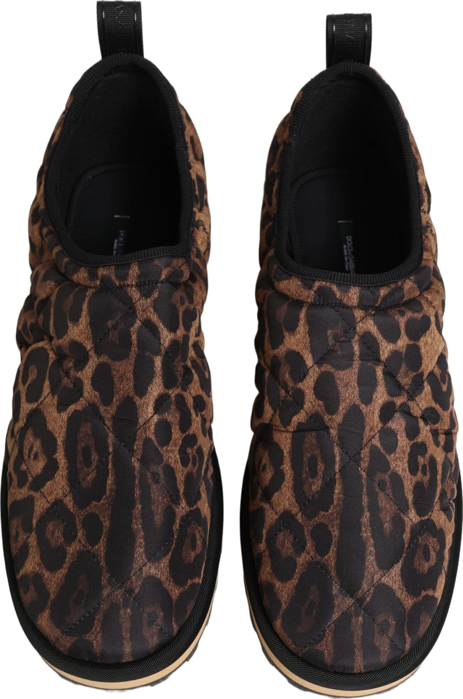 Dolce & Gabbana Brown Leopard Print Quilted Men Sneakers Shoes - 3