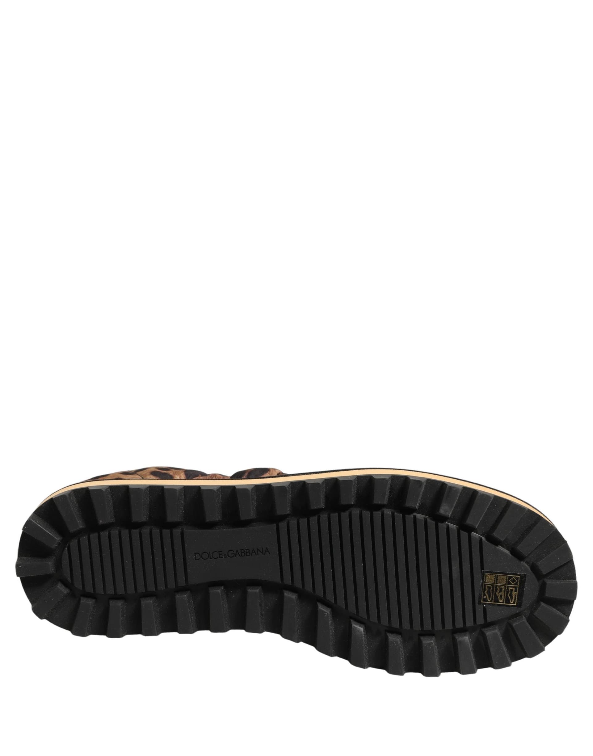 Dolce & Gabbana Brown Leopard Print Quilted Men Sneakers Shoes - 8