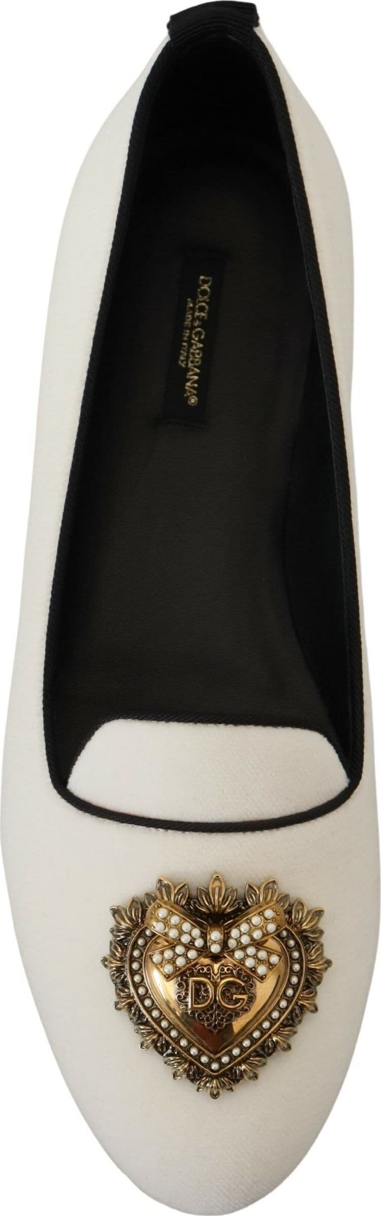 Dolce & Gabbana White Velvet Slip Ons Loafers Flats Shoes - 2