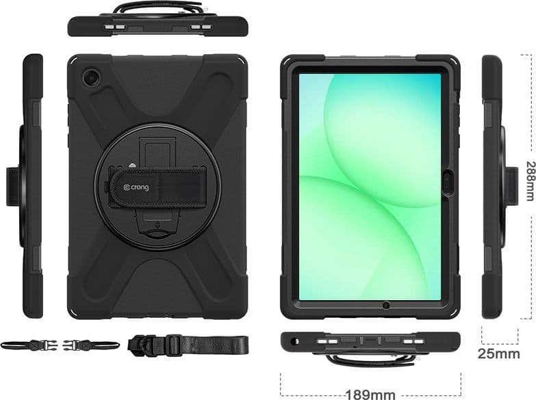 Crong Defender Plus - Custodia blindata per Samsung Galaxy Tab A11+ 10.9" (nero) - 10