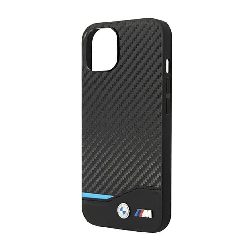 BMW Leather Carbon Blue Line - Case for iPhone 14 Plus (Black) - 6