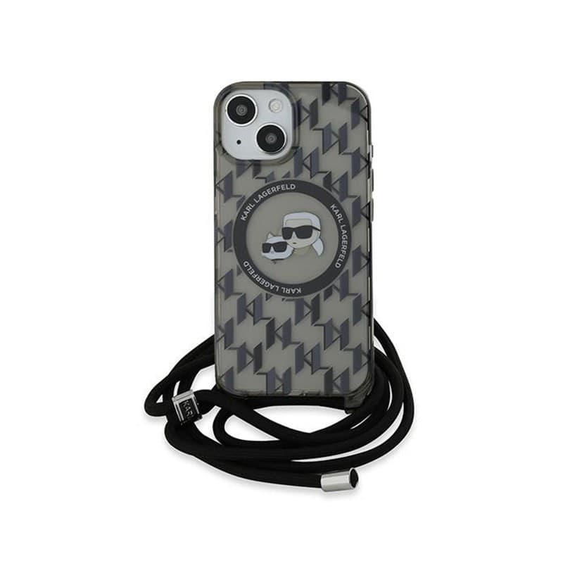 Karl Lagerfeld IML Crossbody Monogram Karl & Choupette Head MagSafe - Case for iPhone 15 / 14 / 13 (Black) - 2