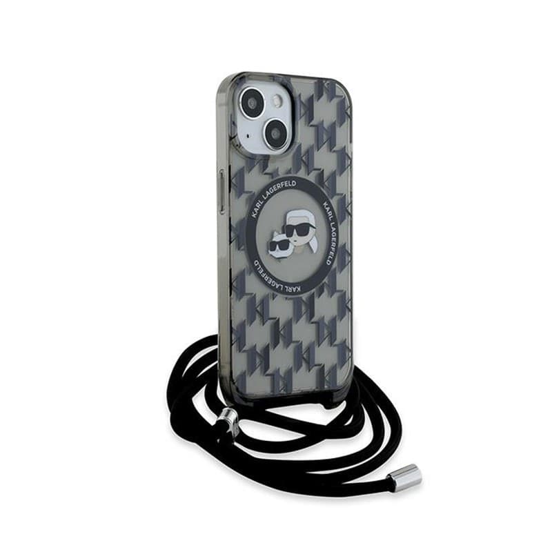 Karl Lagerfeld IML Crossbody Monogram Karl & Choupette Head MagSafe - Case for iPhone 15 / 14 / 13 (Black) - 3