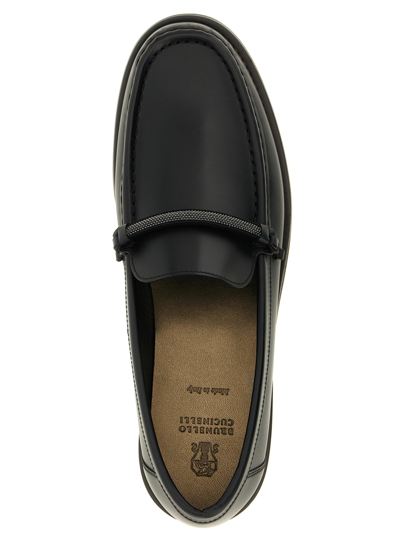 Brunello Cucinelli Black Calfskin Slip-On Loafers - 4