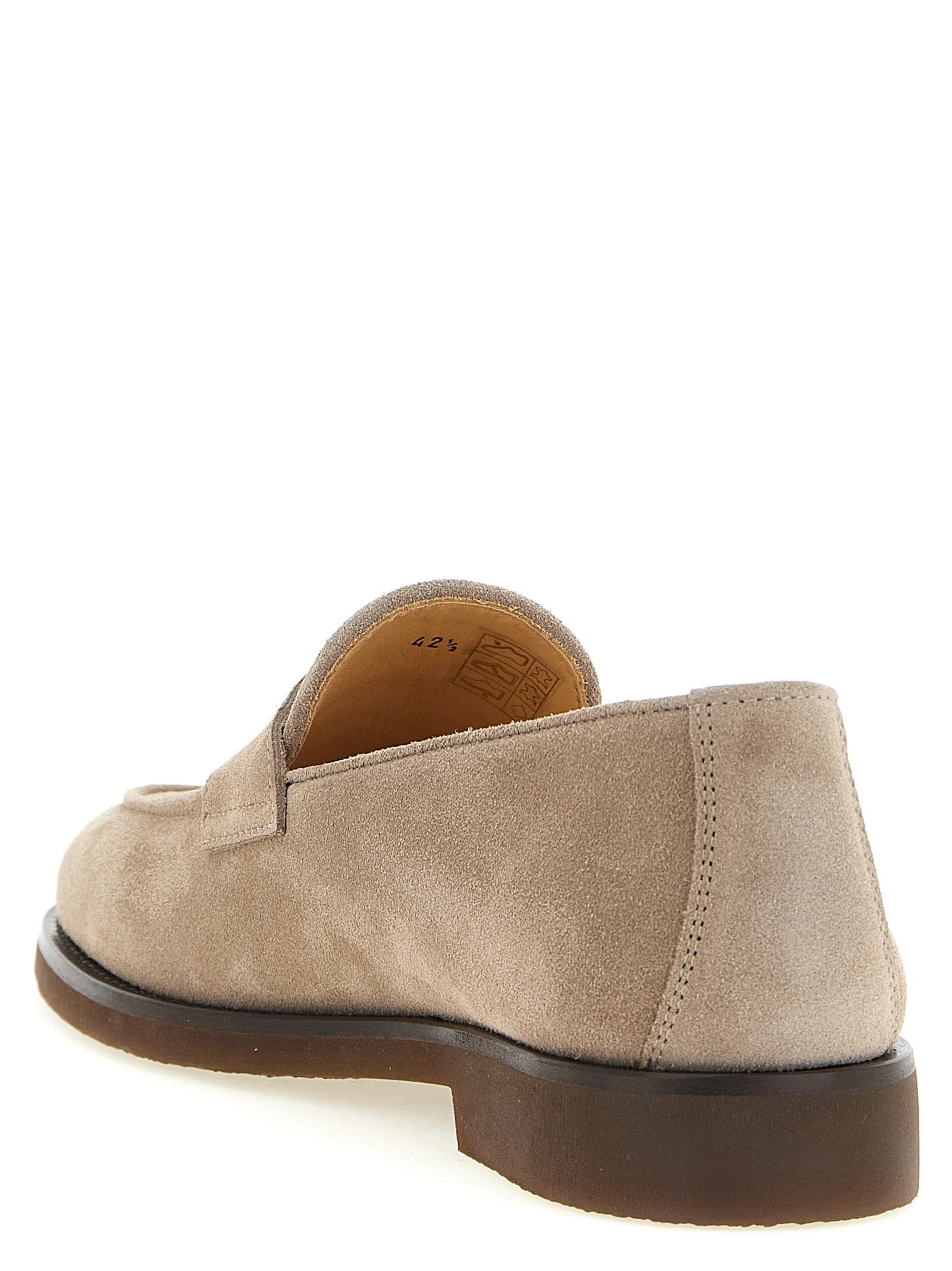 Brunello Cucinelli Gray Calfskin Slip-On Loafers - 3