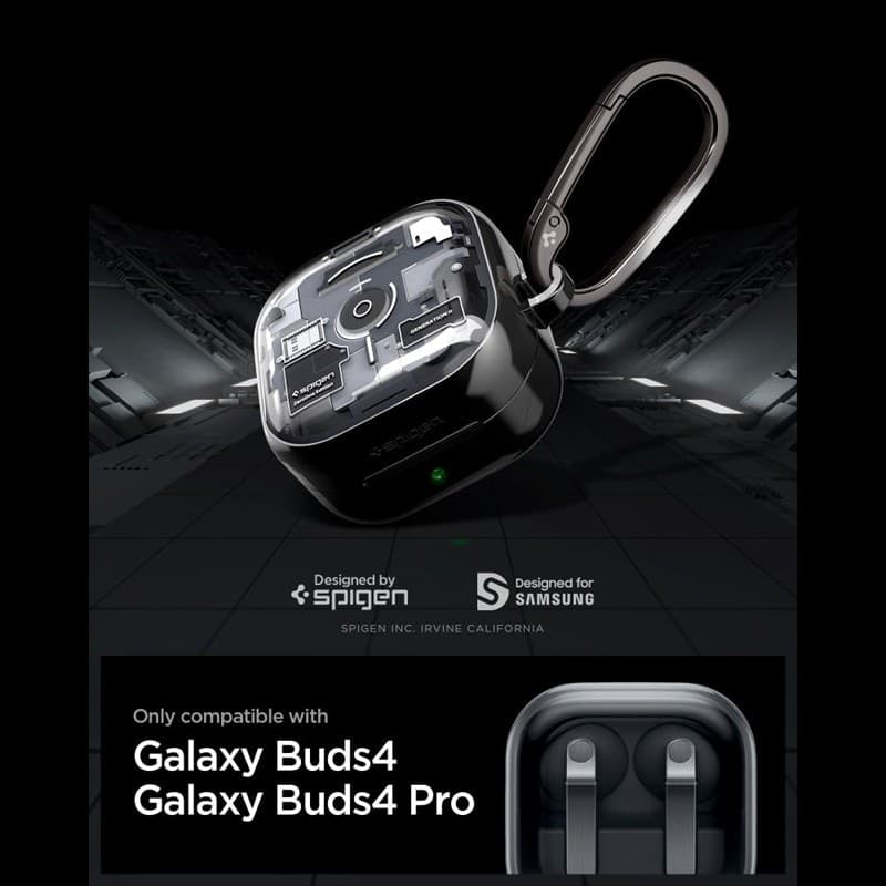 Spigen Ultra Hybrid - Custodia per Samsung Galaxy Buds 4 / 4 Pro (Zero One Black) - 6