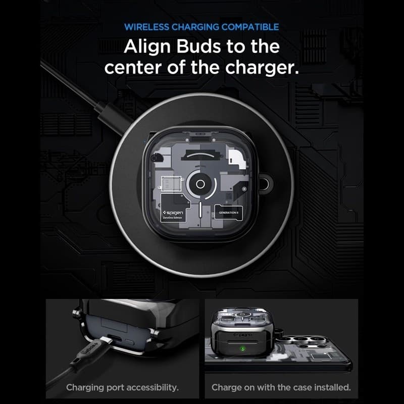Spigen Ultra Hybrid - Custodia per Samsung Galaxy Buds 4 / 4 Pro (Zero One Black) - 10