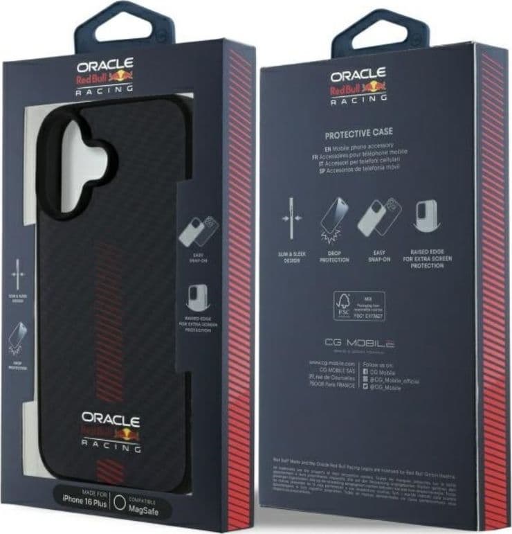 Custodia Red Bull Carbon Fiber Power Bar MagSafe per iPhone 16 Plus (nera) - 8