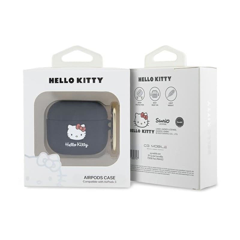 Hello Kitty Silicone 3D Kitty Head - Case for AirPods 3 (black) - 3