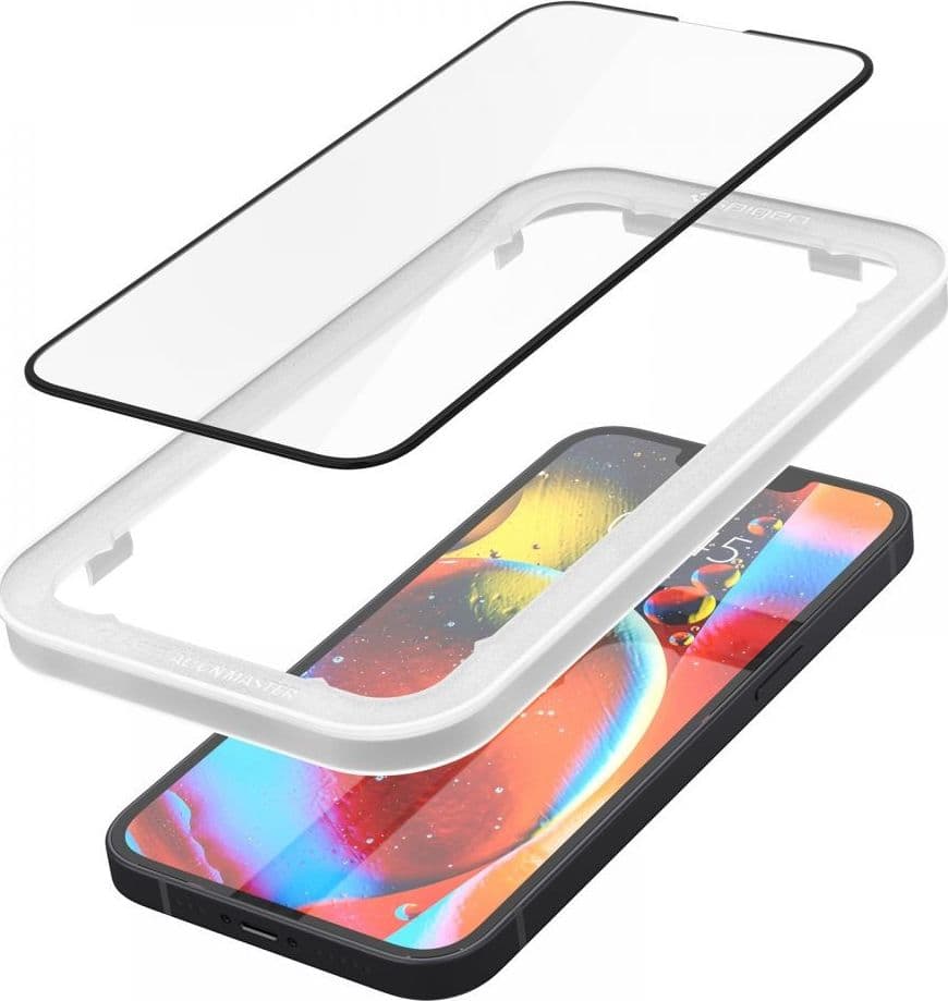 Spigen Alm Glass FC 2-Pack - Vetro temperato per iPhone 17e / 16e / 14 / 13 / 13 Pro 2 pezzi (cornice nera) - 3