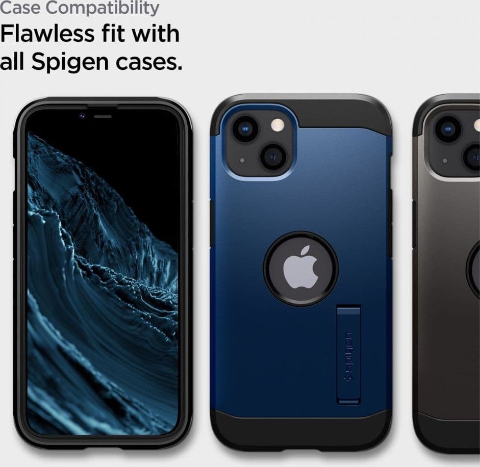 Spigen Alm Glass FC 2-Pack - Vetro temperato per iPhone 17e / 16e / 14 / 13 / 13 Pro 2 pezzi (cornice nera) - 9