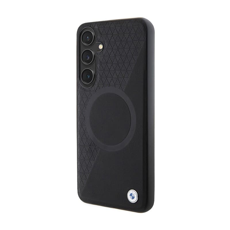 BMW Leather Half Textured & Circle MagSafe - Case for Samsung Galaxy S24 (Black) - 2