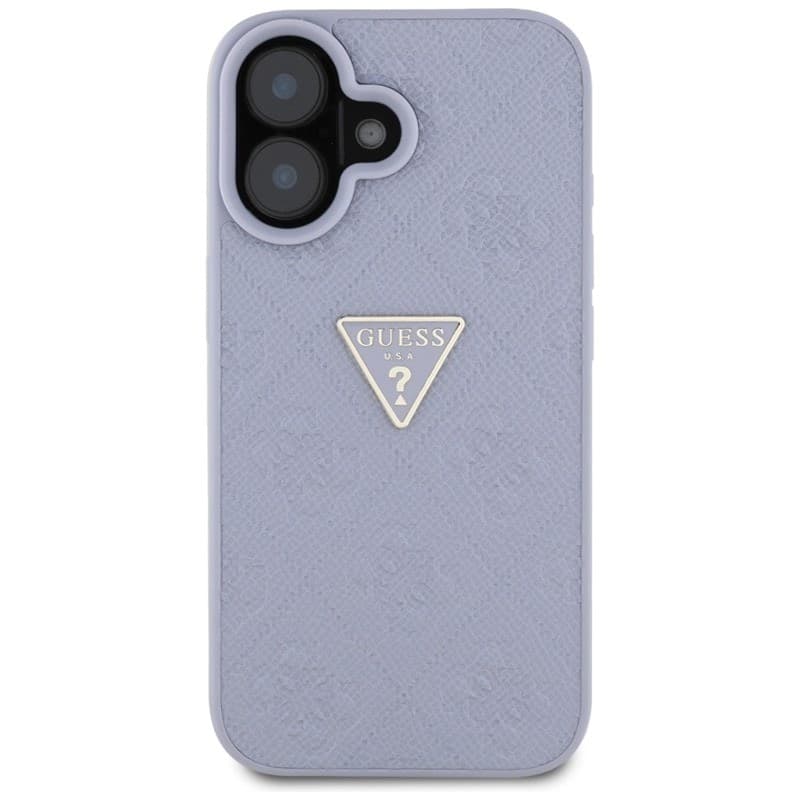 Guess Hot Stamp 4G Pattern Triangle Metal Logo - Case for iPhone 16 (purple) - 3