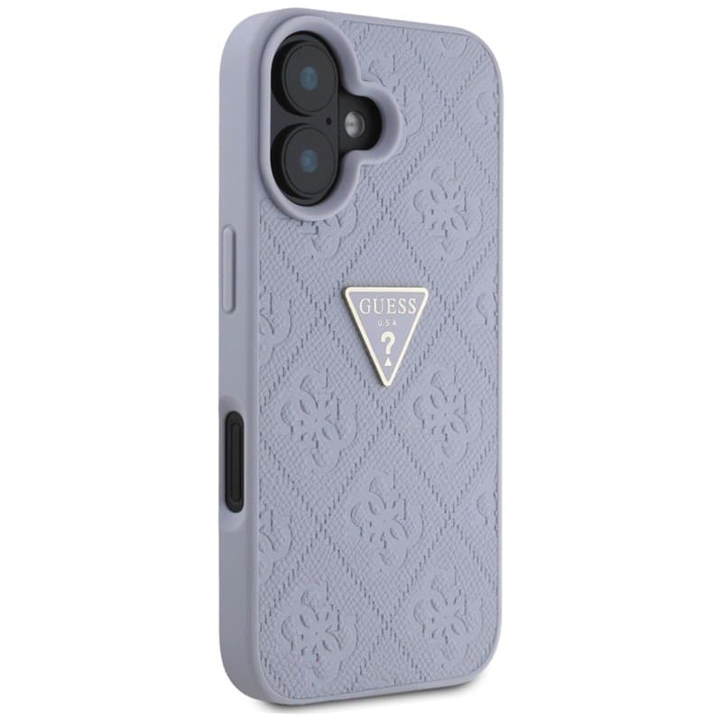 Guess Hot Stamp 4G Pattern Triangle Metal Logo - Case for iPhone 16 (purple) - 4