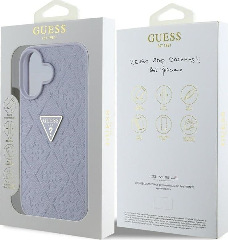 Guess Hot Stamp 4G Pattern Triangle Metal Logo - Case for iPhone 16 (purple) - 8