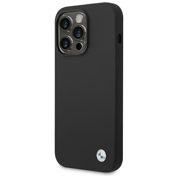 BMW Liquid Silicone Case Metal Logo for iPhone 14 Pro Max (Black) - 2