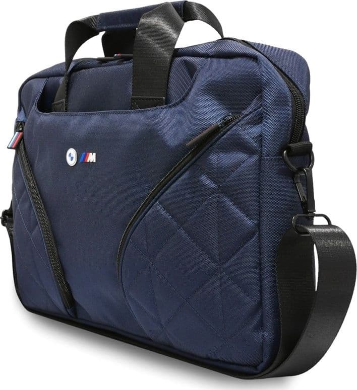 Borsa per notebook da 16" con tasche in nylon e logo in metallo BMW (blu navy) - 2