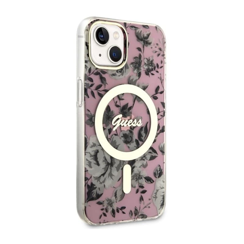 Guess Flower MagSafe - Case for iPhone 14 (Pink) - 4