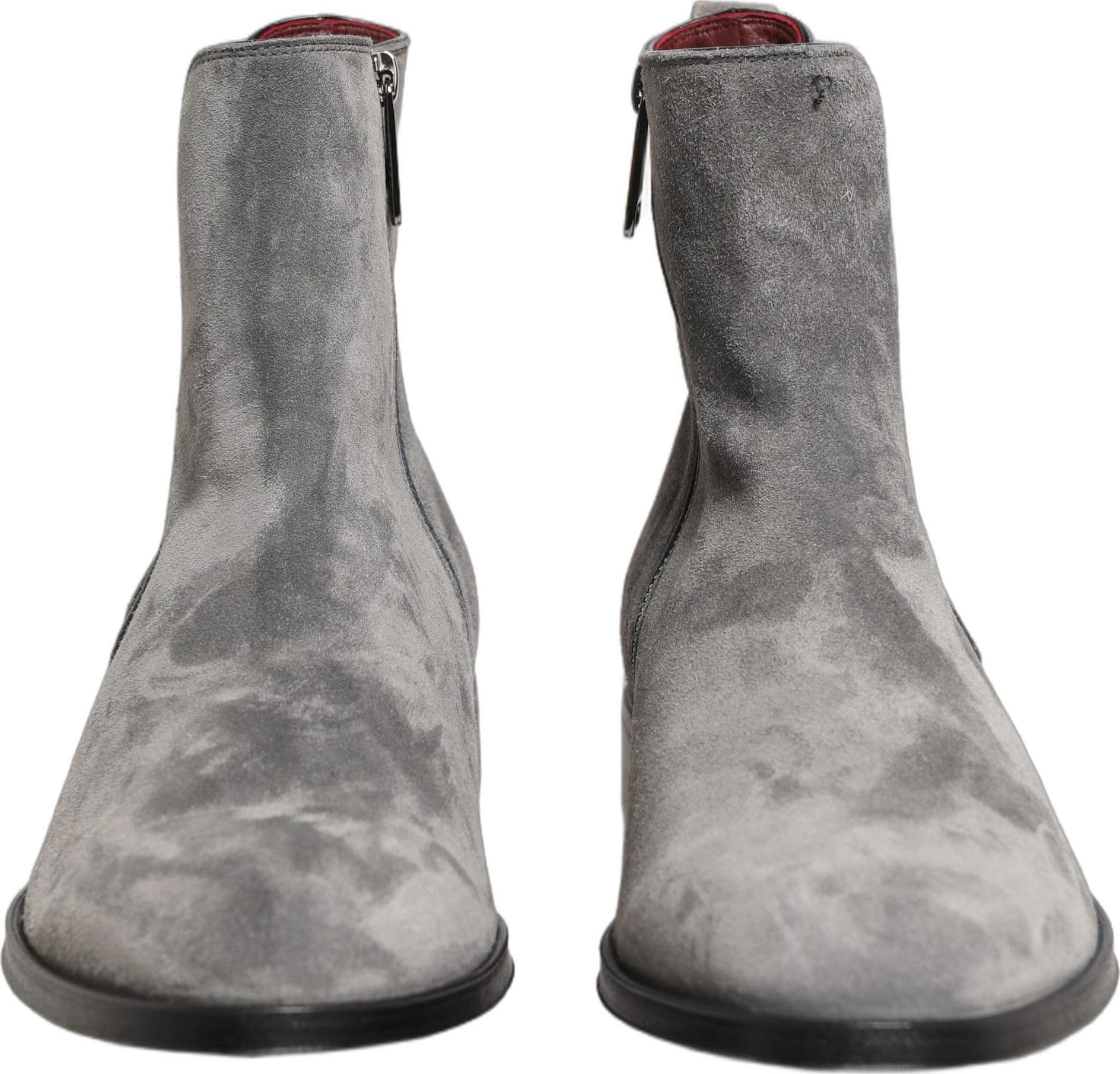 Dolce & Gabbana Gray Suede Leather Chelsea Boots Shoes - 2