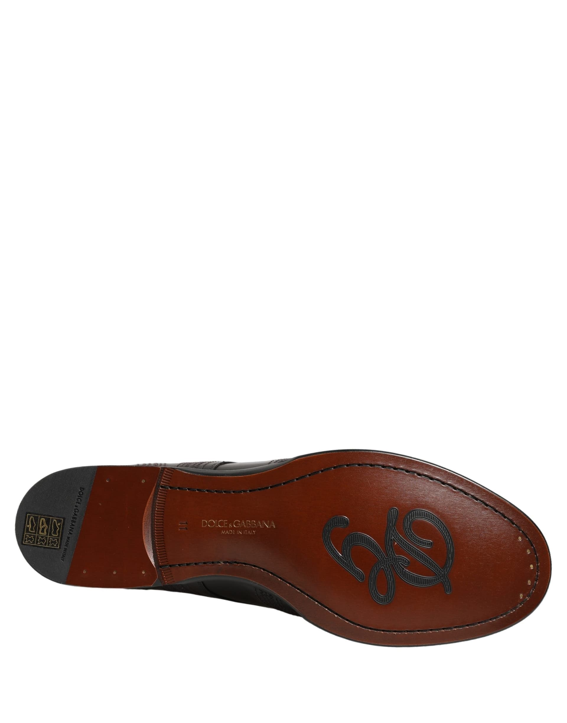 Dolce & Gabbana Black Embroidered Leather Derby Dress Shoes - 7