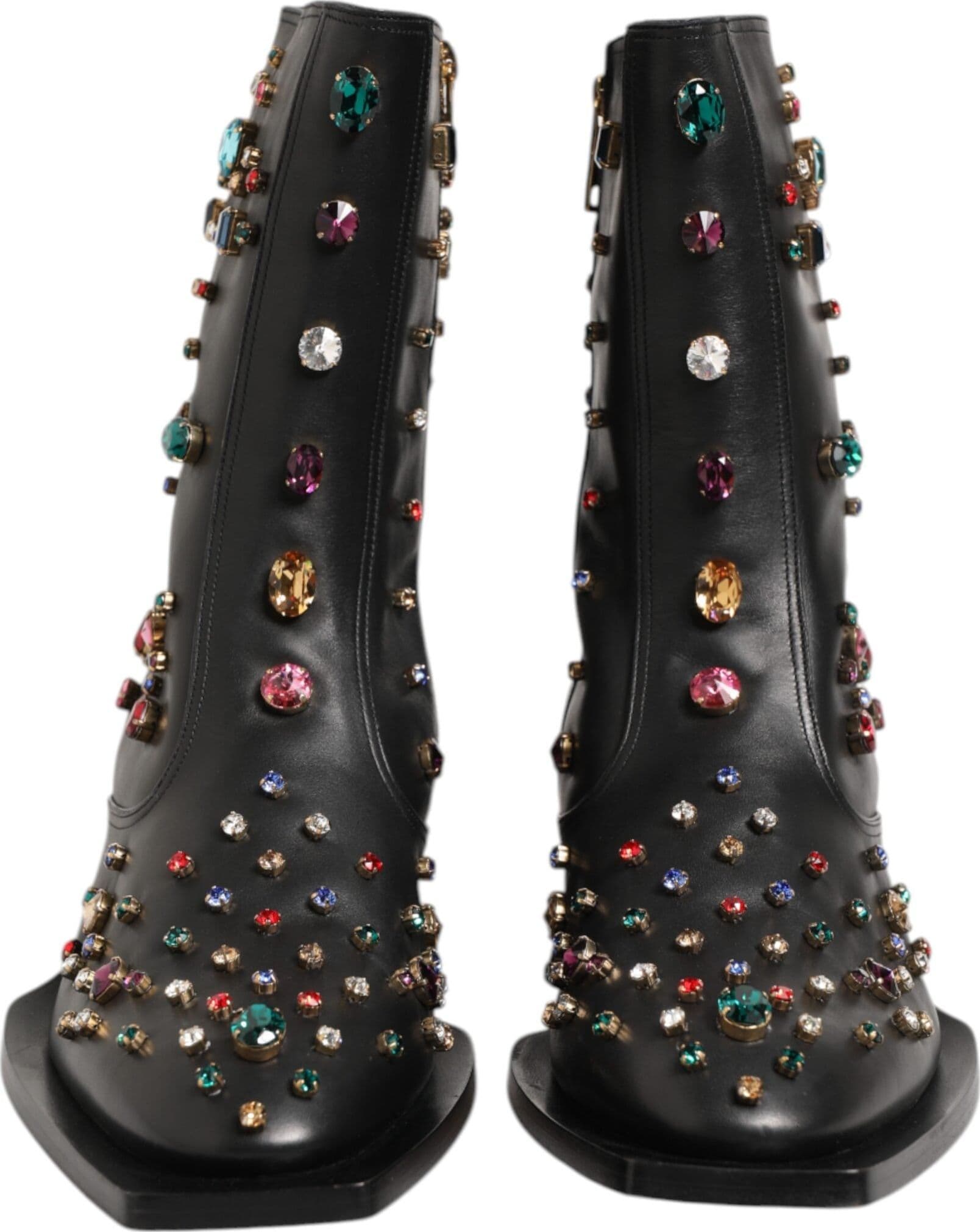 Dolce & Gabbana Black Crystal Embellished Men Short Boots Shoes - 2