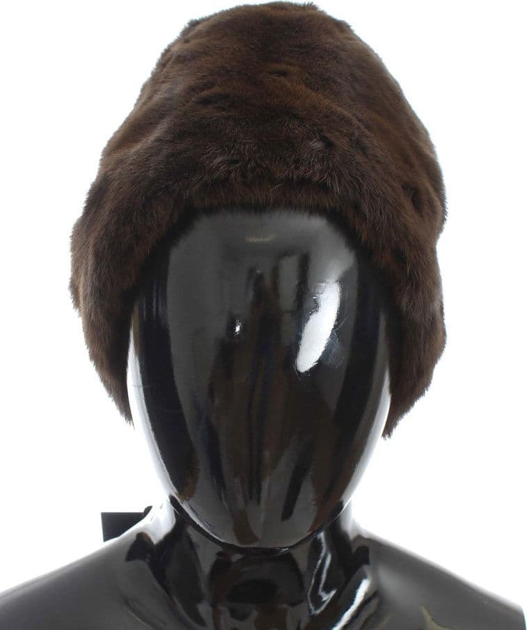 Dolce & Gabbana Brown Weasel Fur Womens Cashmere Hat Beanie - 2