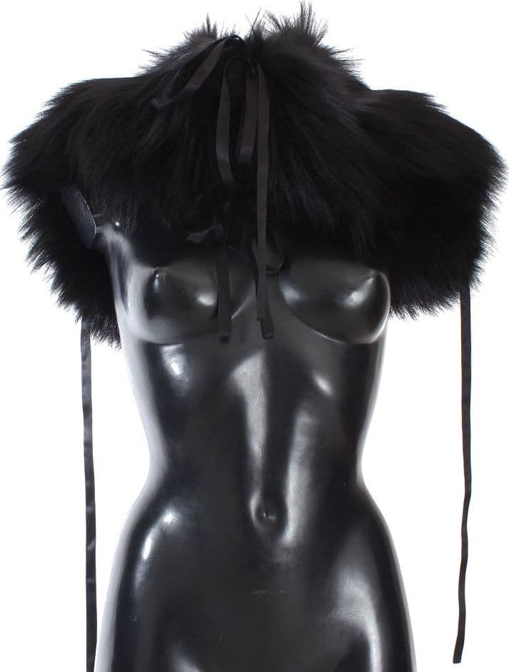 Dolce & Gabbana Black Fox Fur Shoulder Wrap Cover Collar Scarf - 2