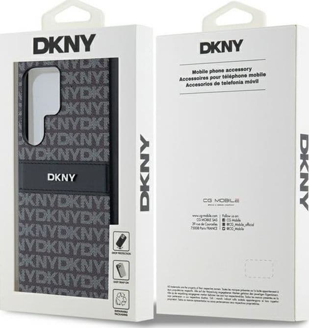 DKNY Leather Mono Stripe & Metal Logo - Samsung Galaxy S24 Ultra Case (black) - 8