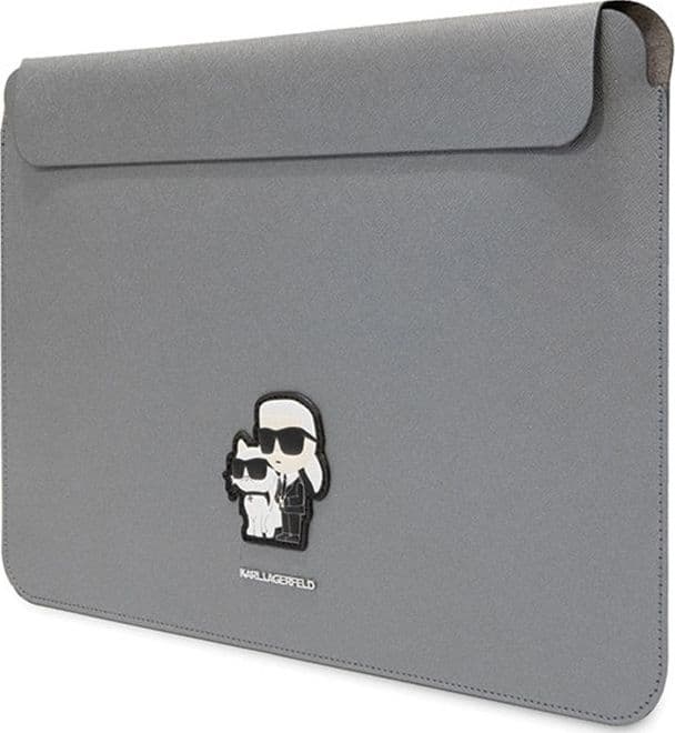 Karl Lagerfeld NFT Saffiano Karl & Choupette Sleeve - 16" Notebook Case (Silver) - 2