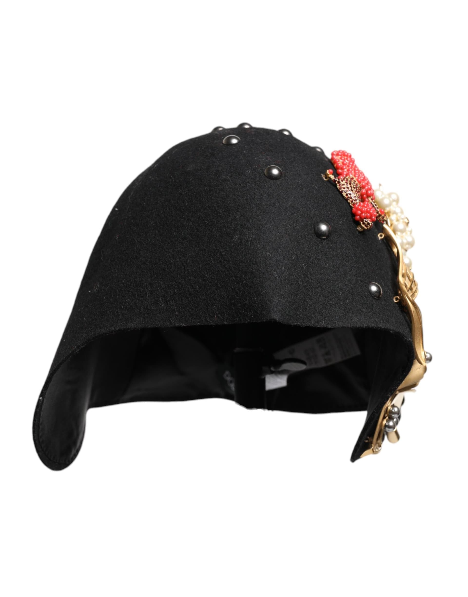 Dolce & Gabbana Black Wool Multicolor Embellished Cloche Hat - 2