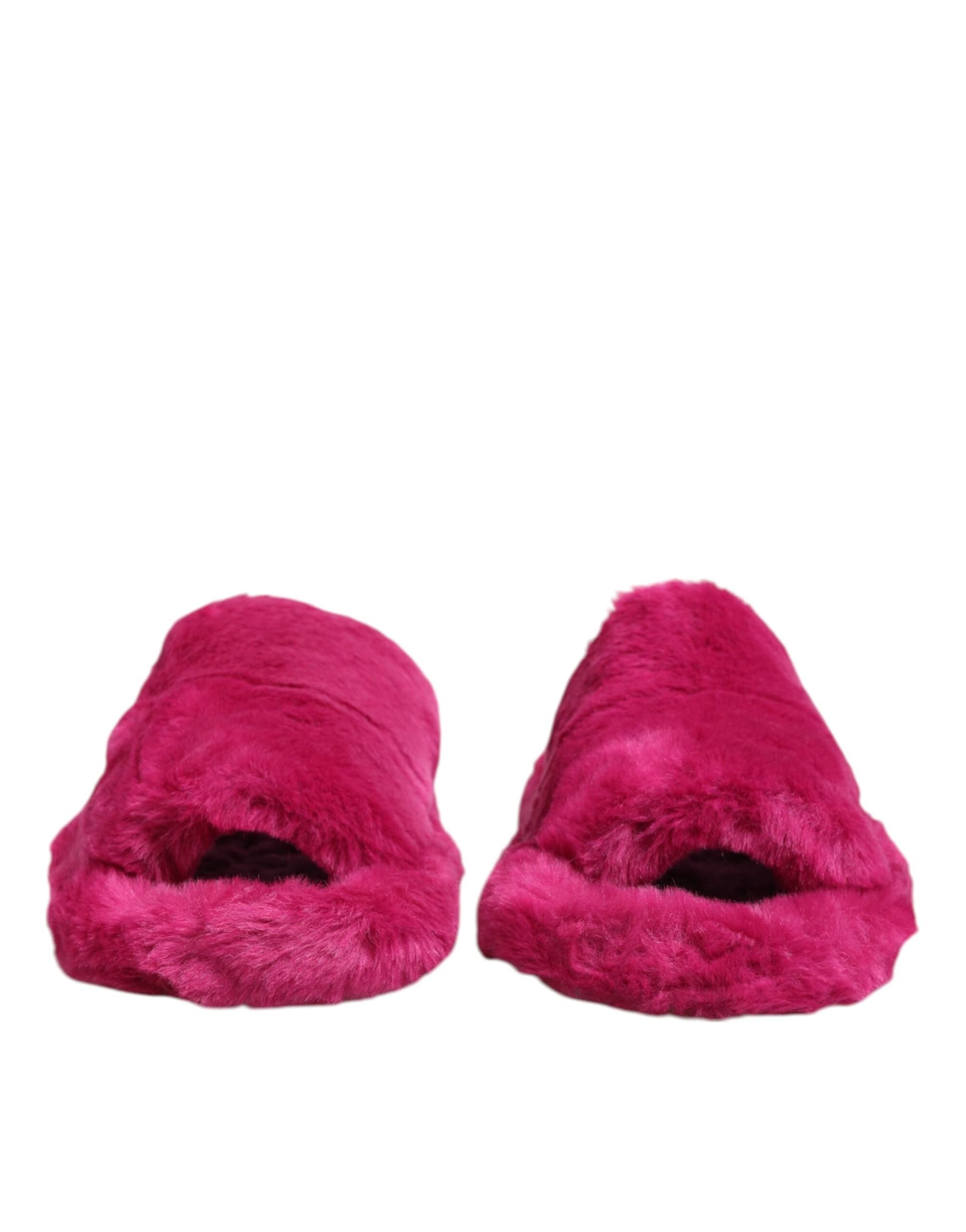 Dolce & Gabbana Pink Acrylic Faux Fur Mens Flats Sandals Shoes - 2