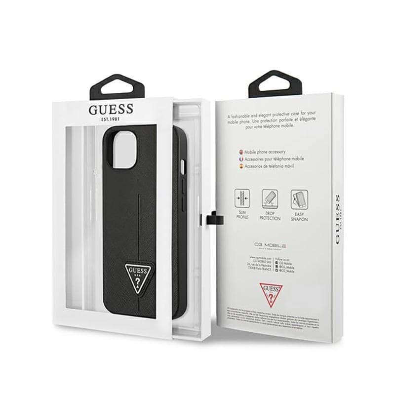 Guess Saffiano Triangle Logo Case - Case for iPhone 14 Plus (Black) - 8