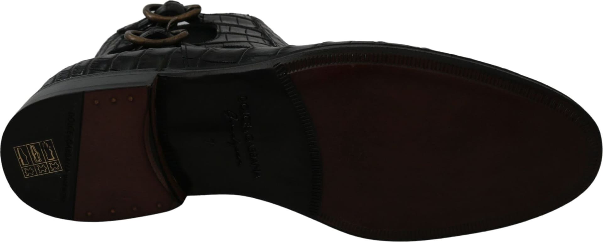 Dolce & Gabbana Black Crocodile Leather Derby Boots Shoes - 2