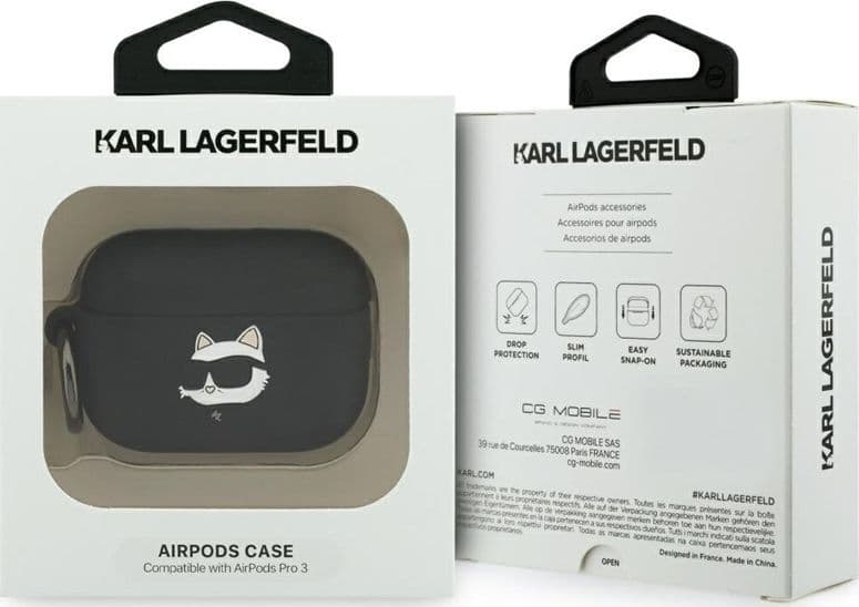 Karl Lagerfeld Silicone Choupette Head 3D - Custodia per AirPods Pro 3 (Nero) - 4