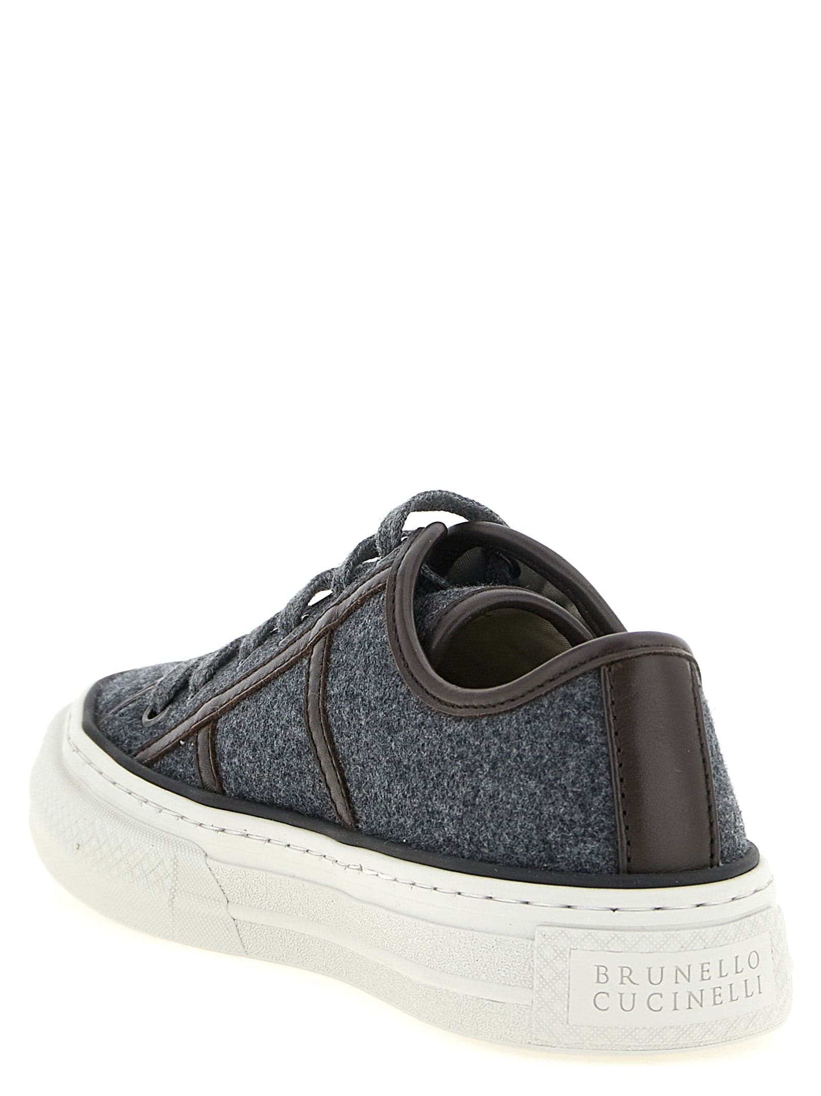 Brunello Cucinelli Gray Virgin Wool Low Top Sneakers - 3