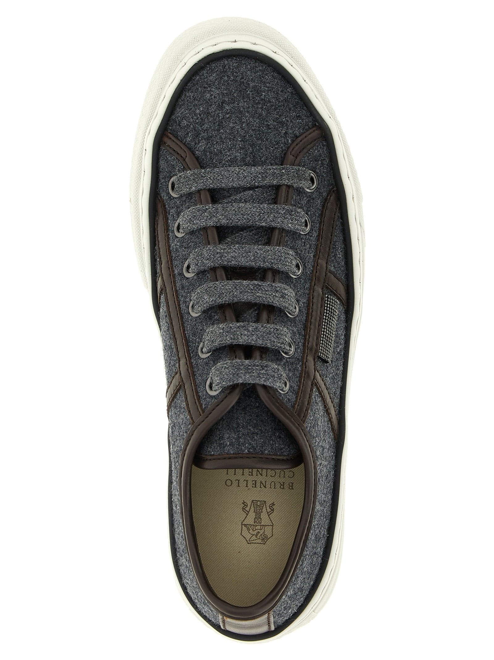 Brunello Cucinelli Gray Virgin Wool Low Top Sneakers - 4