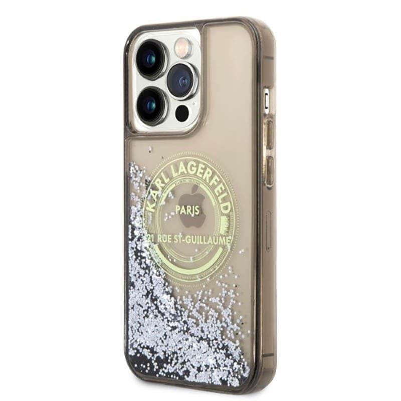 Karl Lagerfeld Liquid Glitter Round RSG Logo Case - Case for iPhone 14 Pro Max (Black) - 2