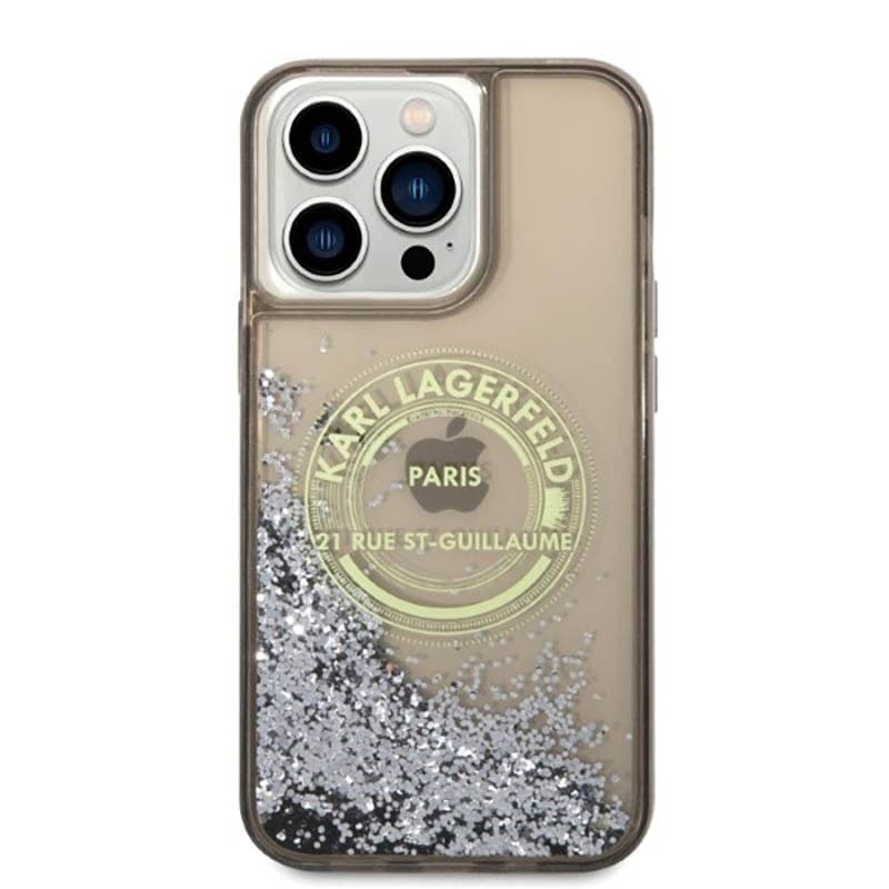 Karl Lagerfeld Liquid Glitter Round RSG Logo Case - Case for iPhone 14 Pro Max (Black) - 3