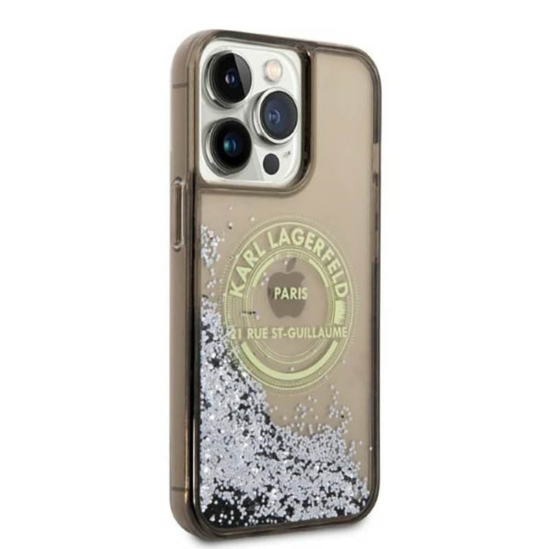 Karl Lagerfeld Liquid Glitter Round RSG Logo Case - Case for iPhone 14 Pro Max (Black) - 4