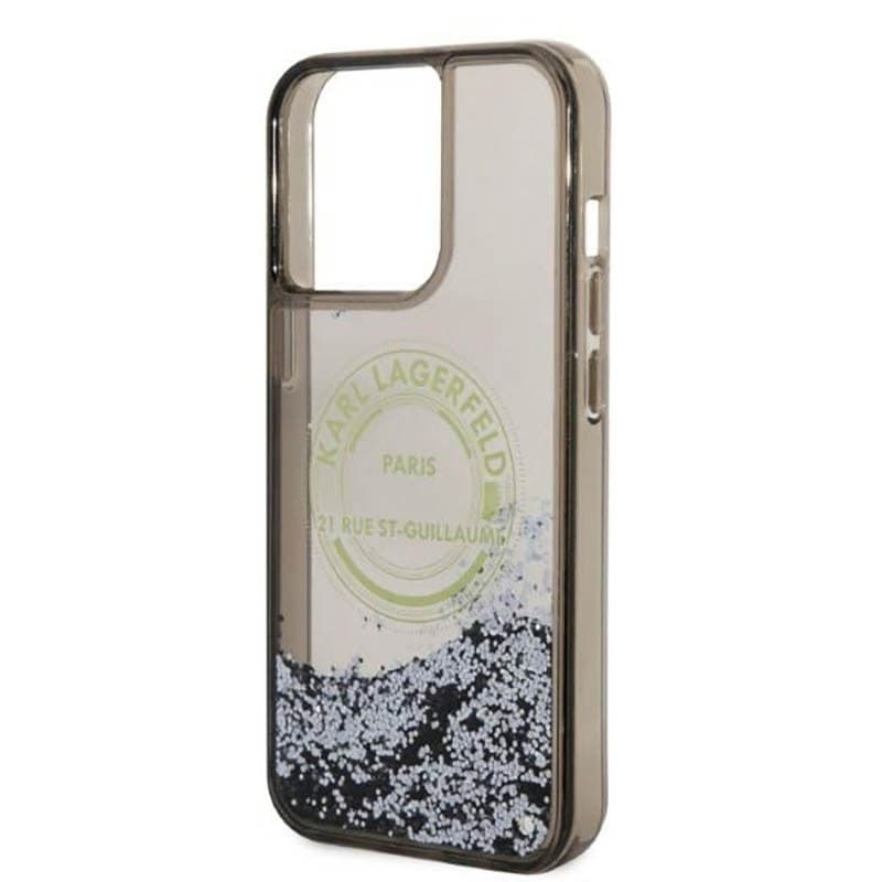 Karl Lagerfeld Liquid Glitter Round RSG Logo Case - Case for iPhone 14 Pro Max (Black) - 6