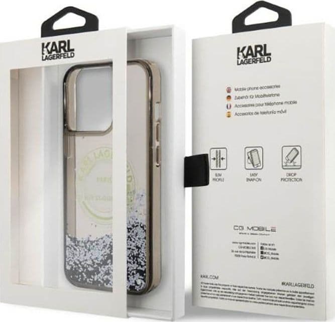 Karl Lagerfeld Liquid Glitter Round RSG Logo Case - Case for iPhone 14 Pro Max (Black) - 7