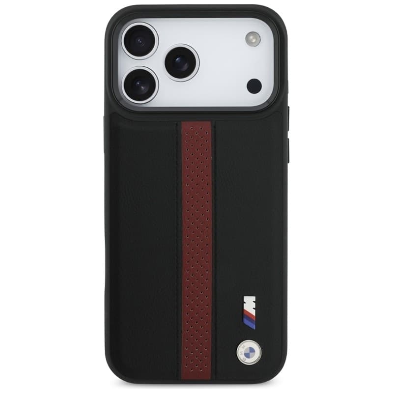 Custodia MagSafe con logo BMW M a strisce perforate per iPhone 17 Pro Max (rossa) - 3