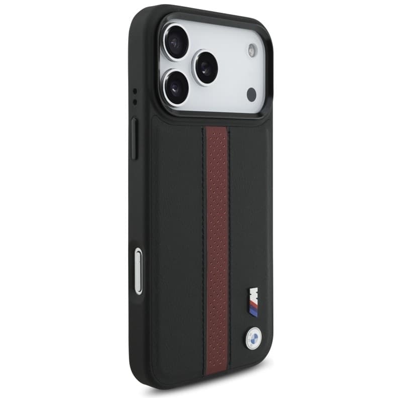 Custodia MagSafe con logo BMW M a strisce perforate per iPhone 17 Pro Max (rossa) - 4
