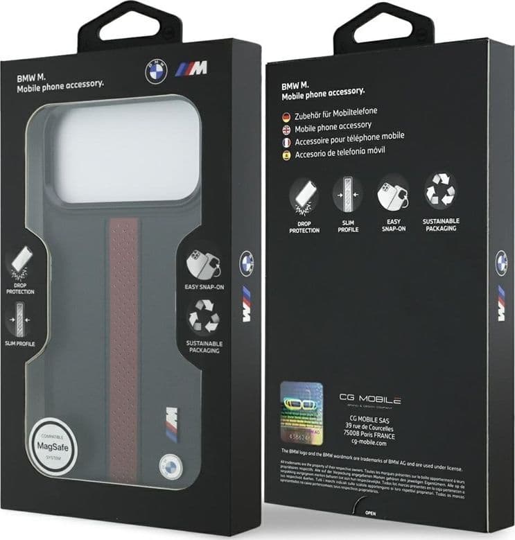 Custodia MagSafe con logo BMW M a strisce perforate per iPhone 17 Pro Max (rossa) - 8