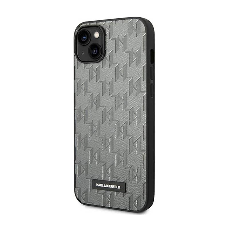 Karl Lagerfeld Saffiano Mono Metal Logo - Case for iPhone 14 Plus (Gray) - 2